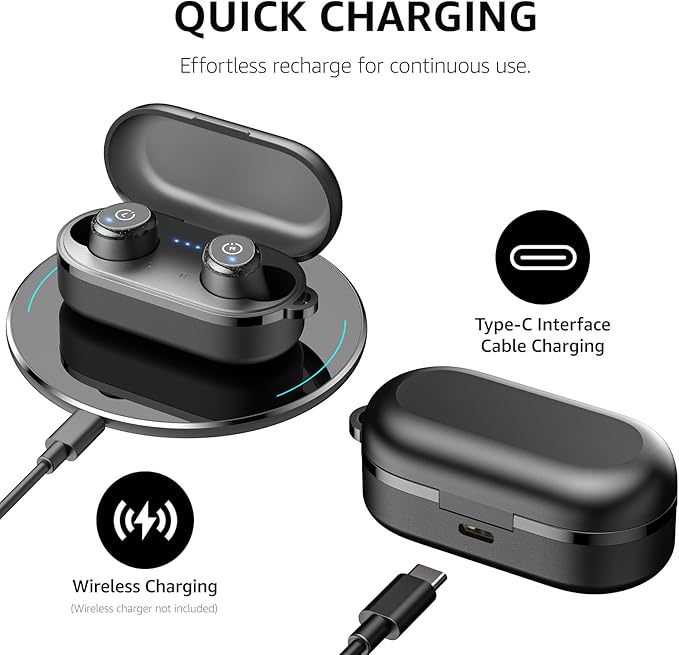 TOZO T10 Wireless Earbuds Bluetooth 5.3 Headphones, App Customize EQ, Ergonomic Design, 55H Playtime, Wireless Charging Case, IPX8 Waterproof Sound in-Ear Headset, New Version