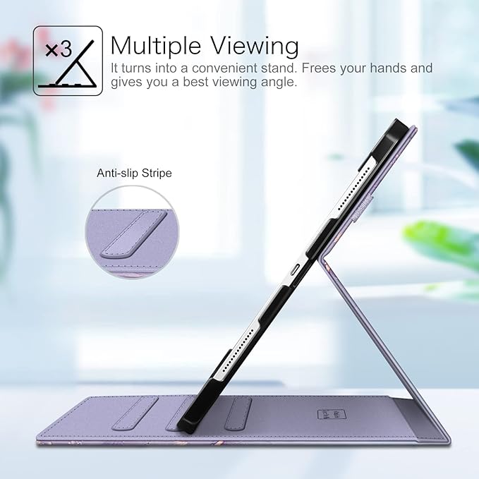 Fintie Folio Case for iPad Pro 12.9" 6th Generation 2022, Multi-Angle Smart Stand Cover w/Pencil Holder & Pocket, Also Fit iPad Pro 12.9 2021 5th & 2020 4th & 2018 3rd Gen, Lilac Marble