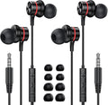 MOSWAG Wired Headphones, 3.5mm Wired Headphones with Microphone, 1/8 inch in-Ear Line Control Headsets Compatible with Mobile Phones, Desktop PCs, Tablets, Laptops, MP3s, MP4s, 2 Pack