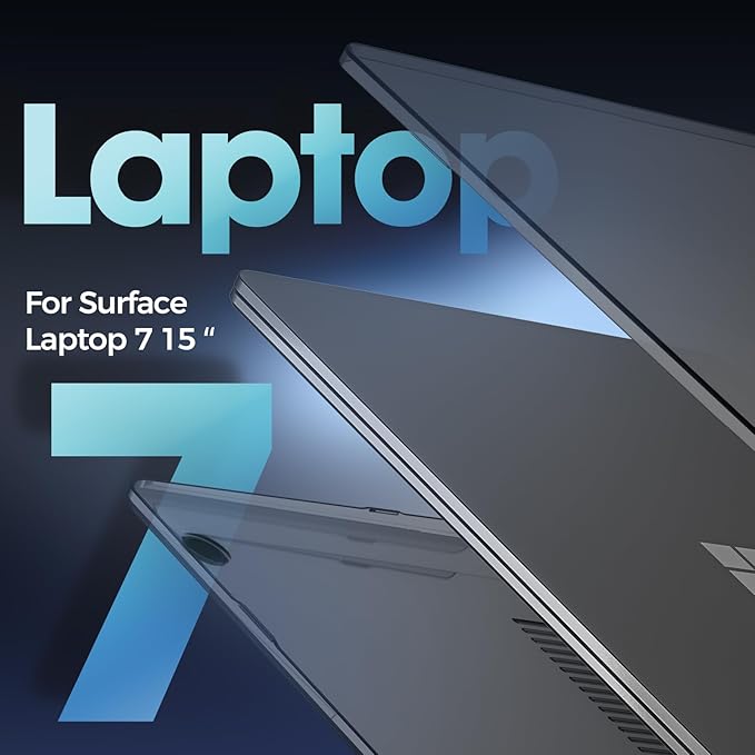 ProCase Protective Case for 15 Inch Microsoft Surface Laptop 7 2024 Release, Hard Shell Transparent Cover with Durable and Lightweight Design -Black