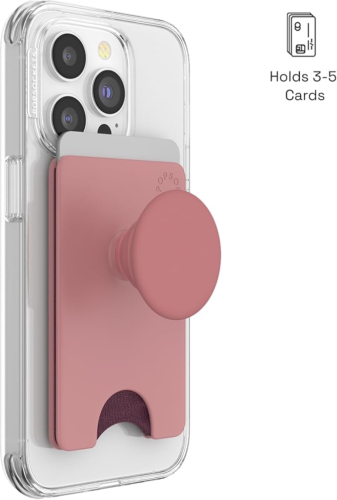 PopSockets Adhesive Phone Wallet and Card Holder with Grip, Pink - Clay