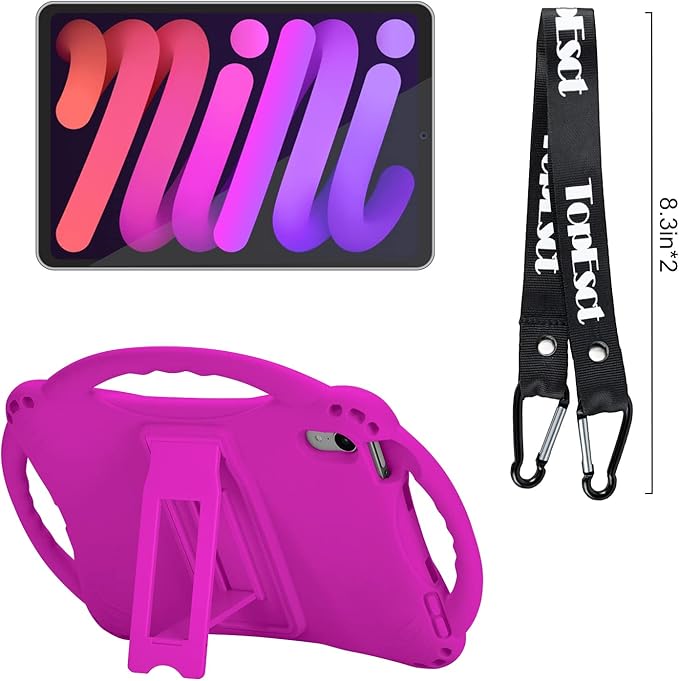 TopEsct Kids Case for iPad mini 7 (A17 Pro) 2024 /iPad Mini6 2021, Shockproof Silicone Cover with Handle Stand for 8.3" iPad mini 6th/7th Gen,Purple