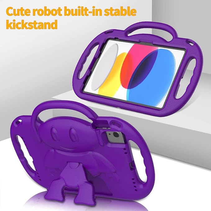 Kids Case for iPad 11th Generation (A16) 11" 2025 & 10th Gen 10.9" 2022 & iPad Air 11" 2025/2024 & Air 5th/4th Gen & Pro 11, Durable Protective Cover with Shoulder Strap Handle Stand, Purple