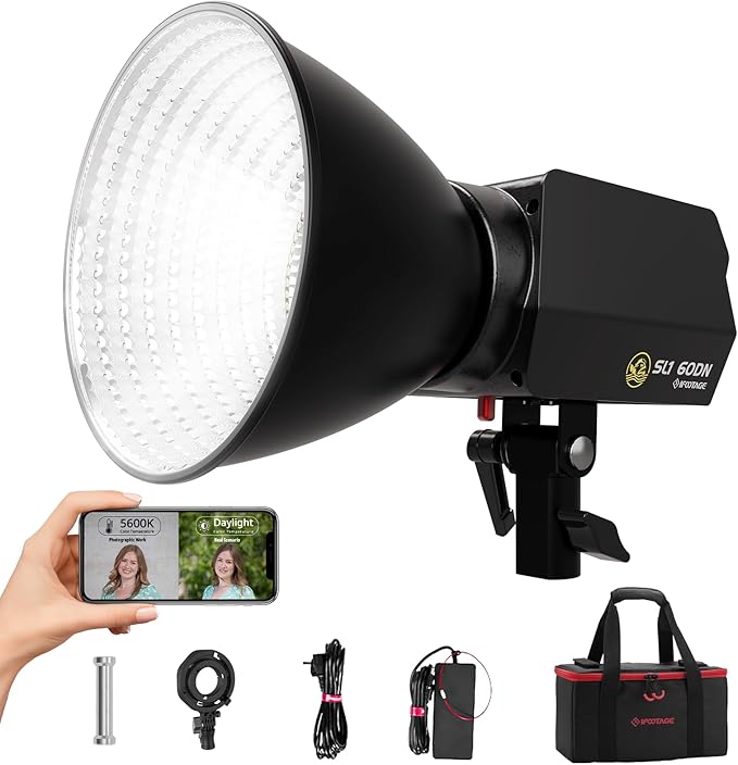 IFOOTAGE LED Video Light 70W SL1 60DN Daylight Photography Lighting,5600k Continuous Output Lighting, Video Lighting for Video Recording,Studio,App Control,with Carry Bag