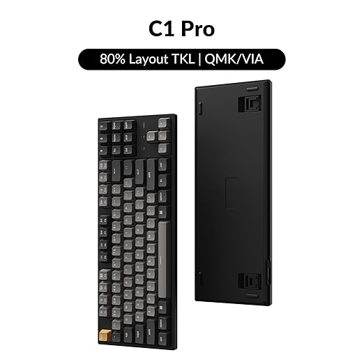 Keychron C1 Pro Wired Mechanical Keyboard TKL Layout, QMK Programmable RGB Backlit with Hot-swappable K Pro Red Switch, OEM Profile Double-Shot PBT Keycaps Compatible for Mac Windows Linux