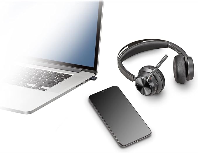 Poly - Voyager Focus 2 UC USB-C Headset (Plantronics) - Bluetooth Dual-Ear (Stereo) Headset with Boom Mic - USB-C PC/Mac Compatible - Active Noise Canceling - Works with Teams, Zoom (Certified) & More