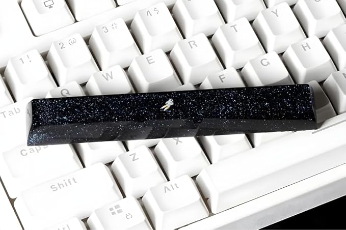 Dark Blue Black Astronaut Artisan Spacebar Keycap SA Profile Custom Spacebars 6.25U Keycaps Handmade Gaming Resin Key Cap Cherry MX Switch Compatible Mechanical Keyboard Gift for Space Lover