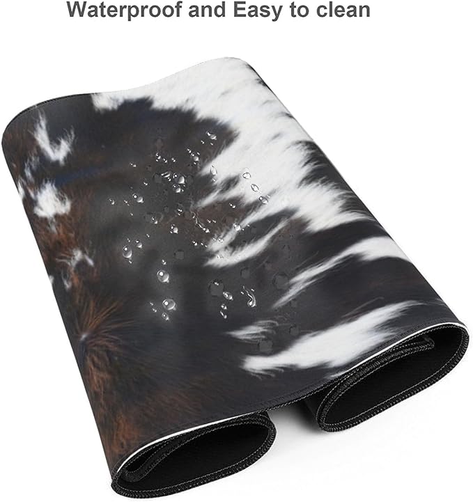 Cow Gaming Mouse Pad Extended Large Mouse Mat 31.5 X 11.8 Inch Nonslip Rubber Base Long Desk Pad Stitched Edges Mousepad Mice Pad for Office Home Game