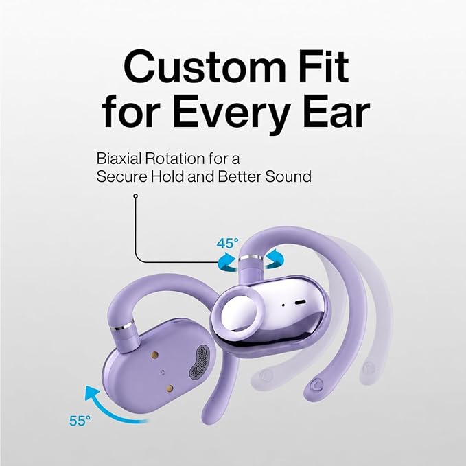 MINDBEAST Open Ear Earbuds with Bi-Axial Adjustment Fit and Immersive Sound, Bluetooth Wireless Headphones Ear Buds for Outdoor Exercise, Gym, and Conference Calls, Long Battery Life OpenBass Fit