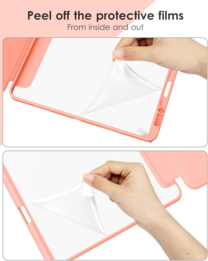 VIKESI Case for iPad Pro 12.9 6th/5th/4th/3rd Generation 2022/2021/2020/2018,TPU Shockproof Frame,Built-in Pencil Holder,Auto Sleep/Wake - Spanish Pink