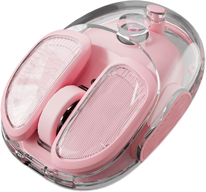 SEUNKWANG EWEADN Q9 Wireless Clear Mouse Dual Mode Bluetooth & 2.4G USB Computer Mouse with RGB Lighting, Silent Clicks, Multi-Device Compatibility for Laptop, PC, MacBook, iPad Cute Mouse-Pink