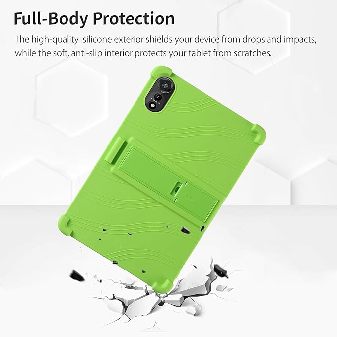 for Nexall N90 Tablet Case 12Inch, Shockproof Four Corner Airbag Protection,Soft Silicone Edge Cover with Built-in Stand,Heavy Duty Protective Sleeve for Nexall N90,Green