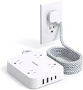 10 Ft Extension Cord, HANYCONY Ultra Thin Flat Power Strip with 4 Outlets 4 USB Ports (2 USB C), Wall Mount, Multi Plug Outlet Extender Desk Charging Station for Office Travel Dorm Room Essentials