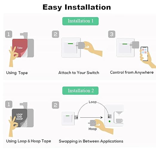 Smart Switch Button Pusher: Bluetooth Fingerbot Plus with Toolkit for Any Buttons & Switches, App Control, No Wiring Switch Bot Button, Add a Blutooth Hub Compatible with Alexa Google Home (Black)