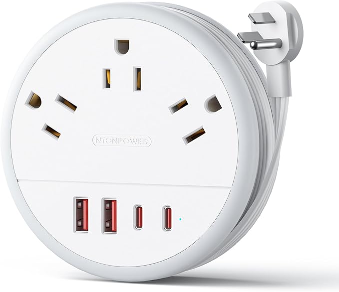 NTONPOWER Travel Power Strip 20W, Travel Essentials, Cruise Essentials 2026 3 Outlets 4 USB Ports(2 USB C), 4FT Wrapped Around Extension Cord for Travel Cruise Ship Beach Vacation Essentials