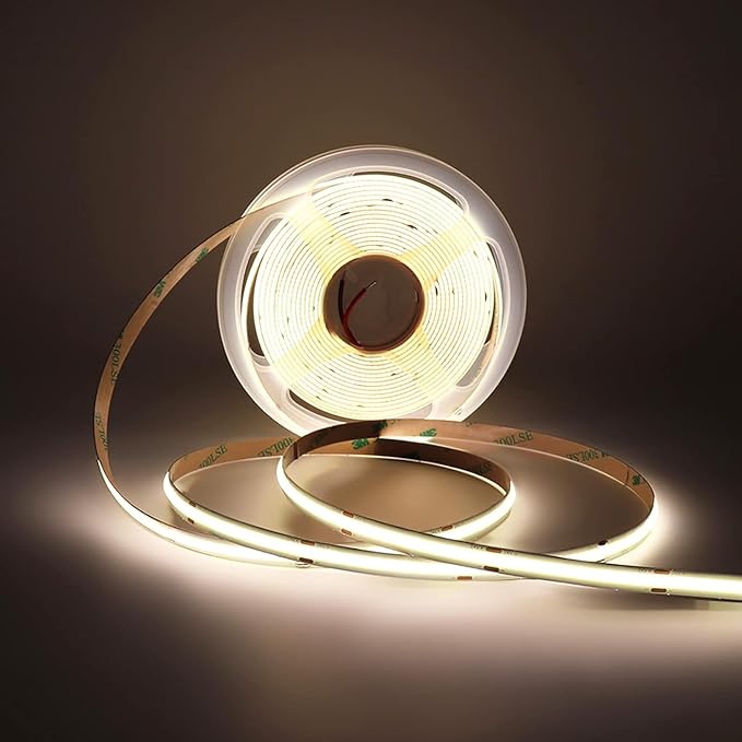 16.4FT/5M COB Flexible LED Strip Light DC12V/24V 528leds/m Bendable Tape (12V, Natural White)
