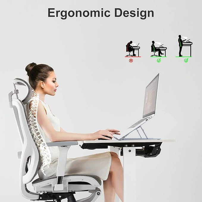 Ergonomic and Foldable Laptop Stand for Desk, Adjustable Riser, Fits All Laptops and Notebooks up to 17,Ultra-Thin,Ventilated Cooling,ABS+Silicone,Midnight.