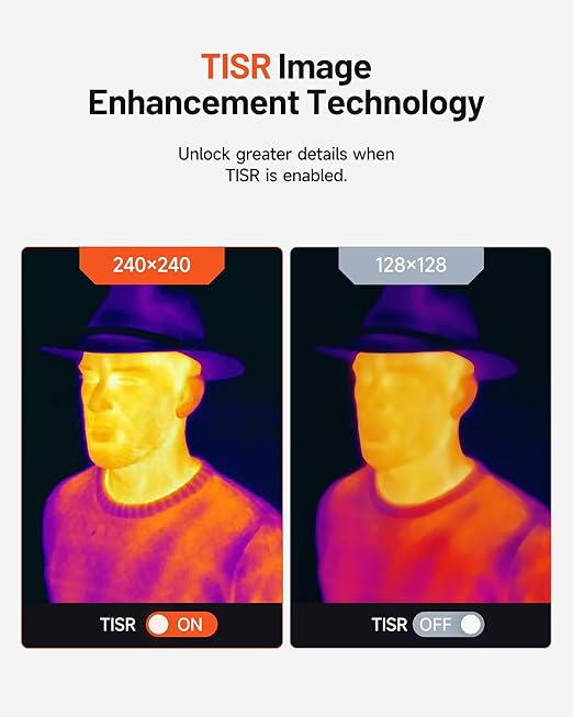 TOPDON TC004 Mini Thermal Imaging Camera, 240 x 240 TISR Resolution, 15-Hour Battery Life, 128 x 128 IR Resolution, 25Hz Handheld Infrared Camera with High/Low Temp Alerts, Auto Shutdown- Blue
