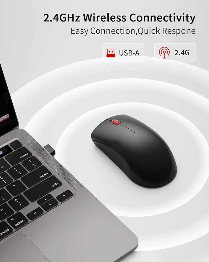 wegear USB Mouse WL150, Wireless Mouse for Laptop PC Mac, 2.4G Nano USB-A Ambidextrous Cordless Mouse, 1,000 DPI Ergonomic Portable Optical Computer Mice for Business Travel, Home Office