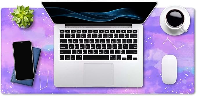 SSOIU Pink Pastel Desk Mat, Gorgeous Starry Sky Desk Pad, Cute Large Gaming Mousepad, Gamer Girl Desk Pad 35.5" X 15.7", Non-Slip Laptop Computer Keyboard Mousepad for Office and Home