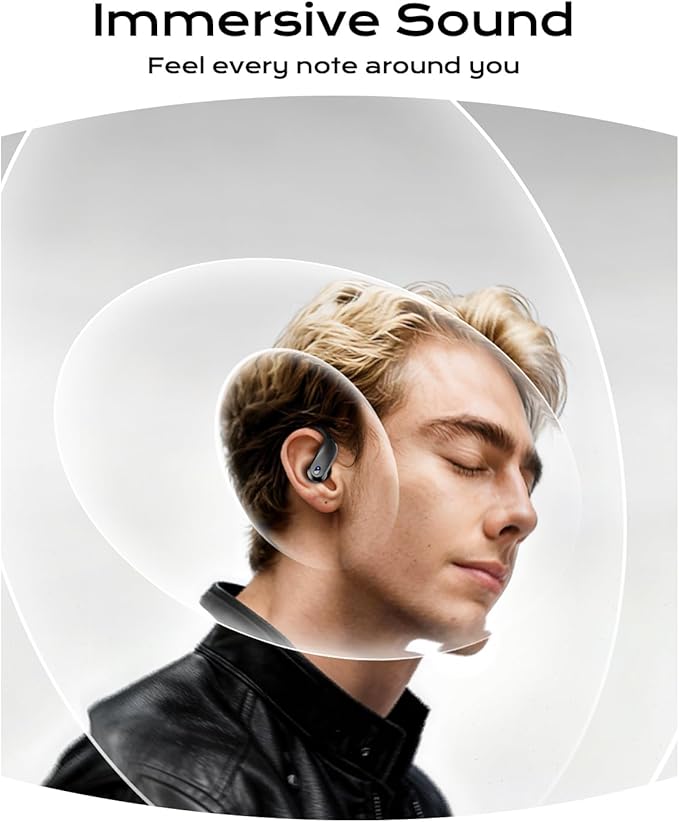 Wireless Earbuds,Bluetooth 5.4 Ear buds,Sport Headphones with Earhooks,IPX7 Waterproof Bluetooth Headphones,80H Playtime Earbuds,Weight 7.8g,Noise Cancelling Mic for Earphones Running & Workout-Black