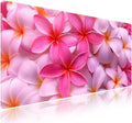 Extra Large Gaming & Office Mouse Pad (31.5" x 11.8") with Durable Stitched Edges – Girly Tropical Plumeria Flowers Bliss Close-up of Vibrant Red Hot Pink Exotic Hawaii Floral, XXL Desk Mat