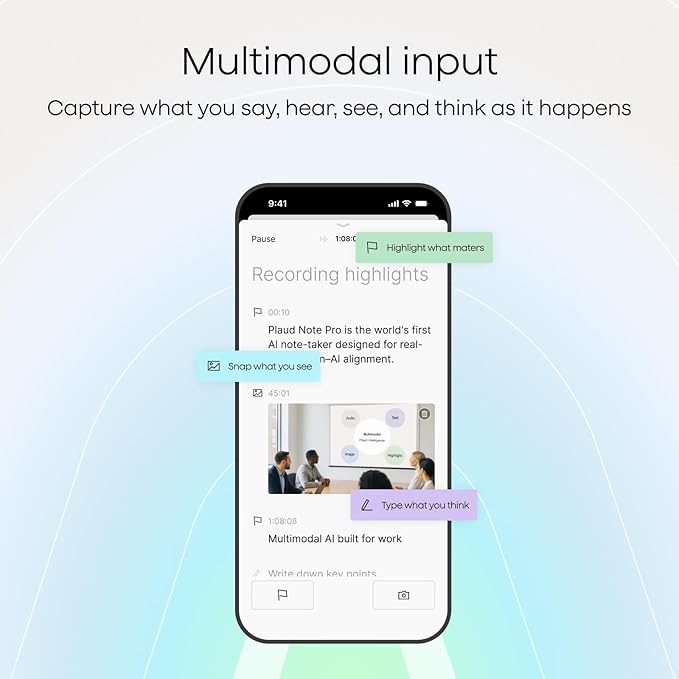 Plaud Note AI Voice Recorder, Note Taker w/Case, App Control, Transcribe & Summarize with AI, 112 Languages, for Meetings, Calls, Lectures, Professionals, Teams, Dark Blue Case, Non-Pro Version