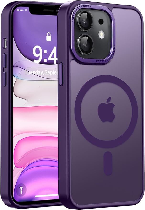 Newfuture Designed for iPhone 11 Case with Strong Magnetic [13 FT Military Drop Protection] [Compatible with Magsafe] Slim Translucent Matte Shockproof with Anti-Fingerprint Phone Case, Deep Purple