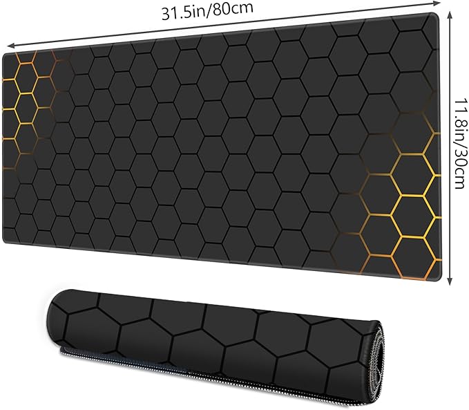 Galdas Mouse Pad for Gaming,XXL XL Large Mouse Mat Long Extended Mousepad Desk Mat Non-Slip Rubber Mice Pads Stitched Edges Thin (31.5 x 11.8 x 0.12 Inches) Grid