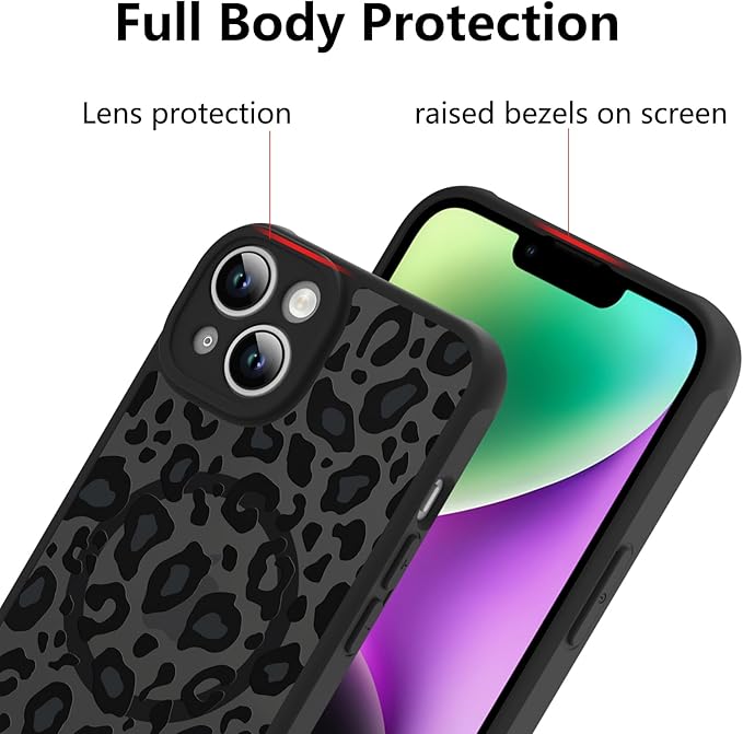 KANGHAR Case for iPhone 14 Phone Case [Compatible with Magsafe] Leopard Printed Pattern Cute Cheetah Protective Magnetic Case for Girls Women Men 6.1"