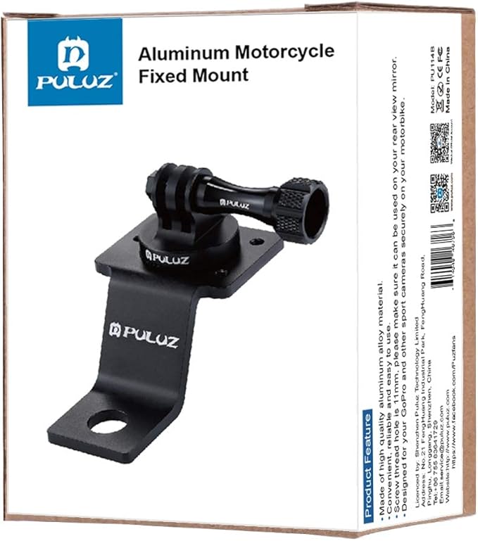 PULUZ Motorcycle Mirror/Pinch Bolt Mount Fixed Metal Bike Holder Mount for DJI Osmo Action/GoPro Hero 7 / Hero 6 / Hero 5 Hero 4 Session Xiaoyi MiJia Sport Camera