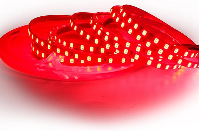 12V LED Strip Lights, 5mm Wide Ultra Narrow Red 16.4ft SMD 2835 IP20 120 LEDs/M, Total 600 LEDs Rope Light Strip for Bedroom, Kitchen, Advertising Decoration
