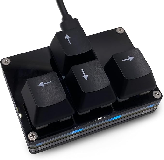 BTXETUEL Mini 4-Key Keypad WASD Arrow Key Keycaps Keyboard One-Handed Mechanical Gaming Keypad Programmable USB-C Customized Keyboard for Working or Gaming (Black, Arrow Keycaps 2)