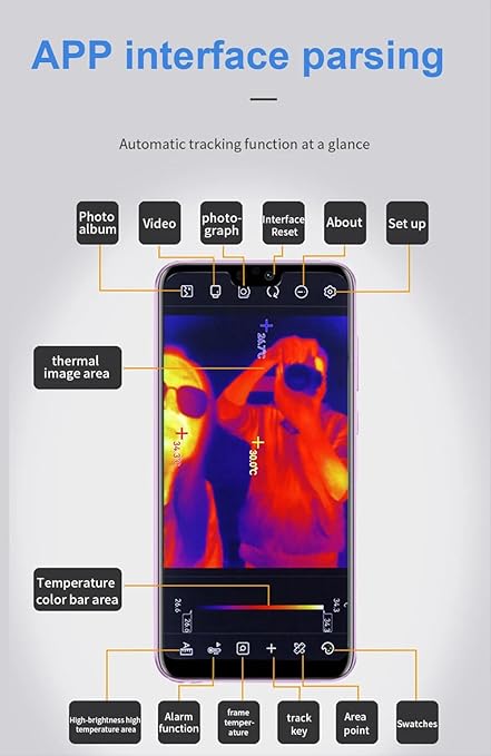 TOOLTOP T7 - Thermal Imaging Camera for Android Smartphones USB-C Portable Mini Thermal Imaging Camera 256 * 192 25Hz Type-C Thermal Imager Used with Mobile APP (T7 - Standard)