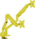 Pixio PS1D Wave Yellow Dual Monitor Arm Stand Desk Mount - Fits up to 32 inches Monitors and up to 19.8lbs. VESA Compatibility and Integrated Cable Management