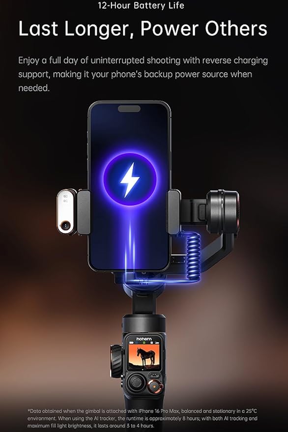 hohem iSteady M7 Gimbal Stabilizer for iPhone Android Smartphone,Phone Gimbal with AI Tracking,Fill Light,1.4" Detachable Touchscreen Remote,Phone Stabilizer for Video Recording,YouTube TikTok Travel