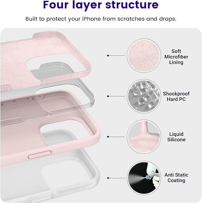 OTOFLY Compatible with iPhone 15 Pro Max Case,[Silky and Soft Touch Series] Premium Soft Liquid Silicone Rubber Full-Body Protective Bumper Case for iPhone 15 Pro Max (Chalk Pink)