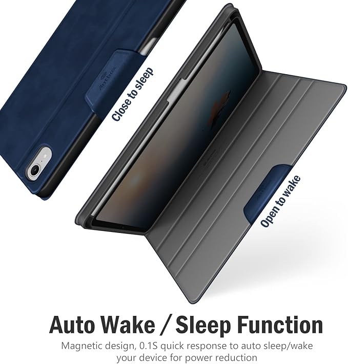Antbox Case for iPad mini 7 A17 Pro, iPad mini 7th/6th Generation Case (2024/2021) with Pencil Holder Vegan Leather Smart Cover with Auto Sleep/Wake Stand Function