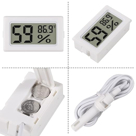 2-Pack Mini Digital Hygrometer Thermometer Gauge with Probe LCD Display Temperature Fahrenheit Humidity Meter for Incubator, Reptile Plant Terrarium, Humidor, Guitar Case, Greenhouse