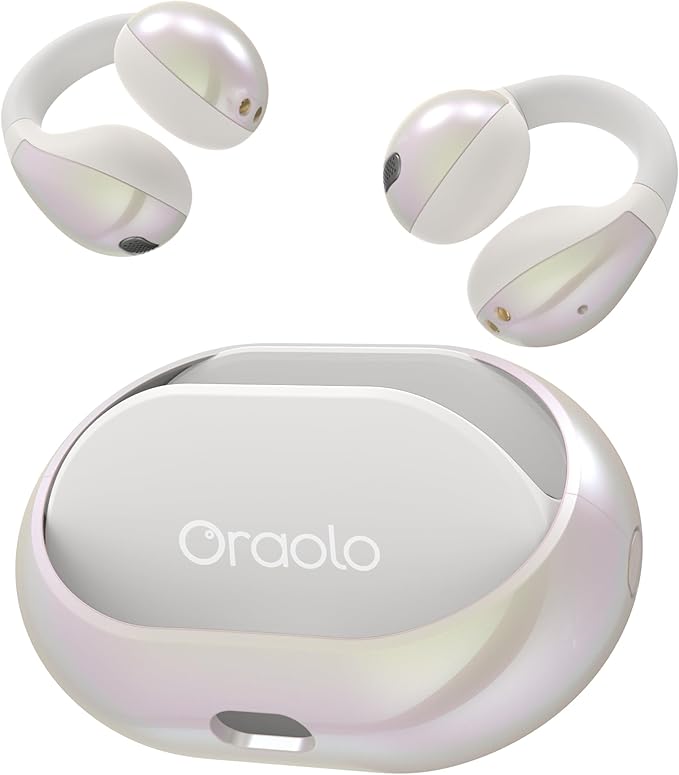 Oraolo Open Ear AC600 Headphones, Bluetooth 6.0 Wireless Earbuds with HiFi Stereo, Clip-On Earbuds with ENC Clear Call, 24H Playtime, Touch Control, IPX6 Waterproof Wireless Headphones for Outdoor