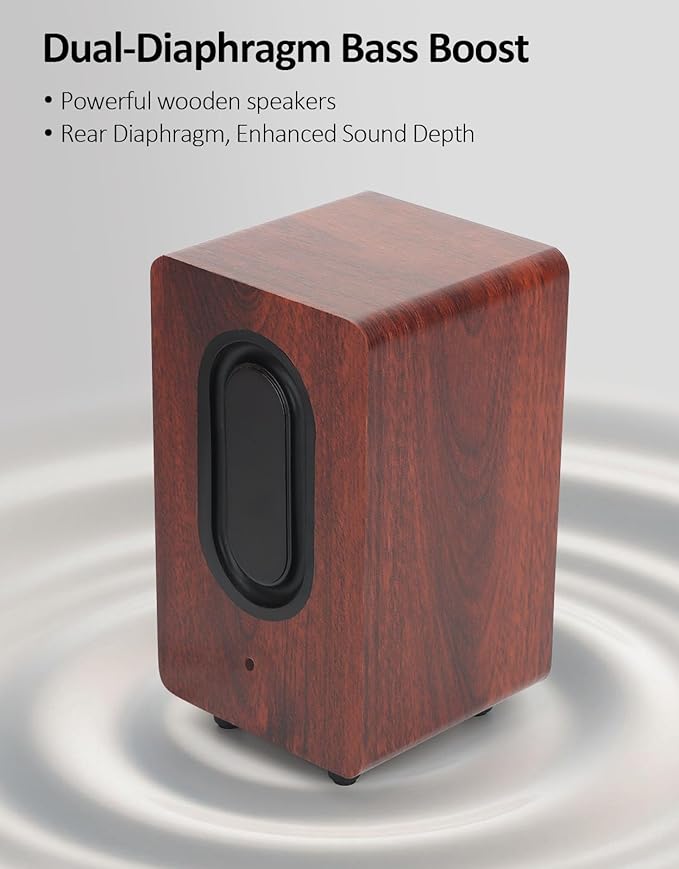 Computer Speakers 12W, Wooden Desktop Speakers USB Powered with Dual Diaphragm, High-Fidelity Stereo Sound for PC Laptop Monitor Tablet, Built-in Audio Output Jack – 2026 Upgrade