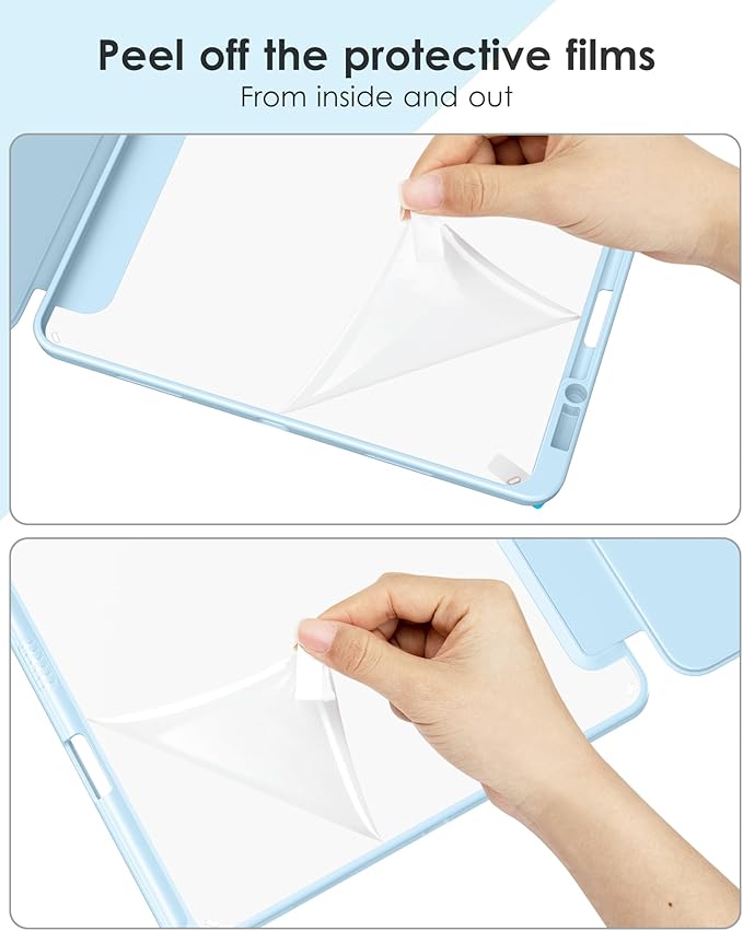 VIKESI Case for iPad Pro 12.9 6th/5th/4th/3rd Generation 2022/2021/2020/2018,TPU Shockproof Frame,Built-in Pencil Holder,Auto Sleep/Wake - Ice Blue