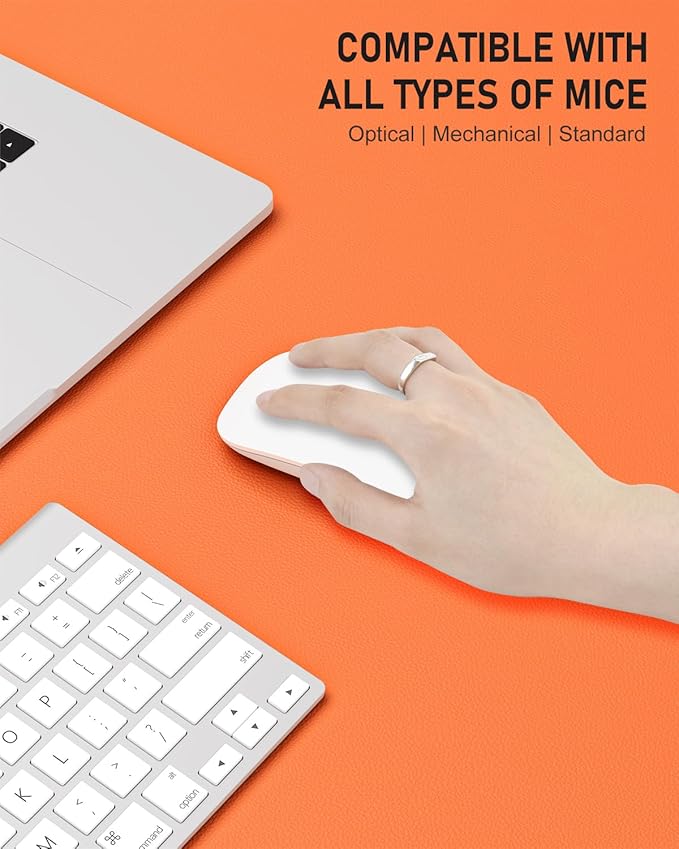 Desk Pad, 30" x 14" PU Leather Non-Slip Desk Mat Large Mouse Pad for Desktop, Waterproof Laptop Computer Writing Mat for Office, Home, Work, Gaming, Orange