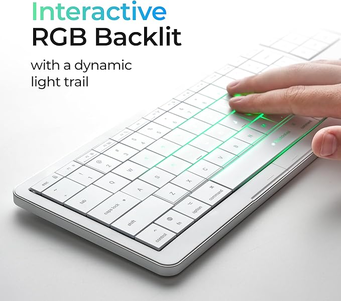 CLVX 1 Mac | Touch On Keys & Gestures AI Keyboard | Bluetooth & USB-C | Low Profile Silent Scissor Keys | Interactive RGB | Aluminum Chassis | Compatible with Mac/iPad/AppleTV/VisionPro