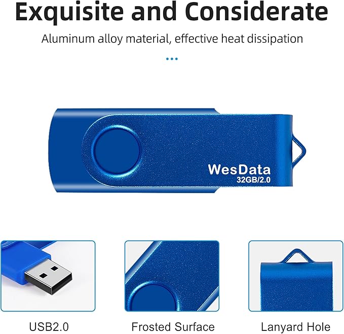 32GB USB 2.0 Flash Drive and 1 USB C Adapter, Thumb Drive USB Memory Stick Jump Drive, Compatible with OTG Type C Phones, Tablets, Laptop, PC (Blue)