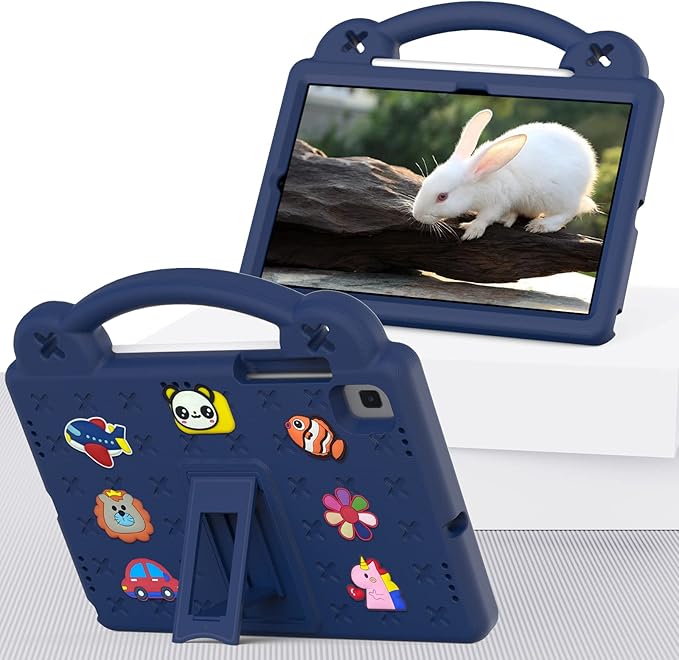 AKABEILA Compatible with Samsung Galaxy Tab A7 10.4 (2020/2022)/Tab S6 10.5(2019)/Tab S5e 10.5 inch(2019)/Tab S6 Lite 2020/2022 10.4 Tablet Case, Shoulder Strap & Pen Tray for Girl Kid Gift Navy Blue