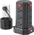Power Strip Surge Protector, 10 Ft Extension Cord with 12 AC Multiple Outlets 4 USB (1 USB C), SMALLRT Power Tower Desktop Charging Station