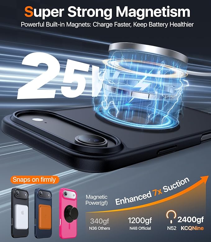 Magnetic for iPhone Air Case 2025,[Anti-Slip][Compatible with MagSafe][Military Grade Drop Protection] Shockproof Protective Translucent Matte Phone Case for iPhone 17 Air Case,Black