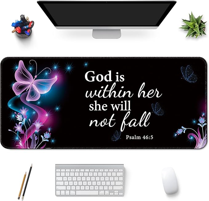 Desk Mat,Large Mouse Pad 35''×15.6'' XXL Extended Mouse Pad Mat Desk Pad with Non-Slip Base Mousepad for Computer,Office,Keyboard and Laptop -Butterflies