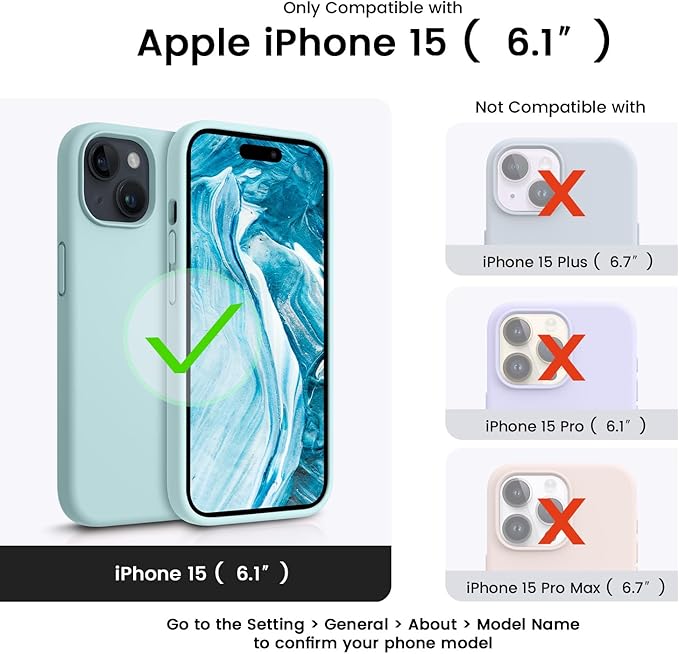 OTOFLY Compatible with iPhone 15 Case, Silicone Shockproof Slim Thin Phone Case for iPhone 15 (6.1 inch), (Mint Green)